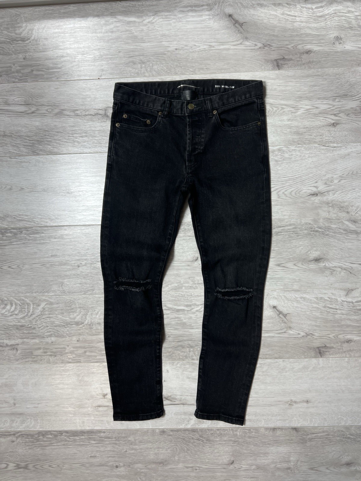Jeans uomo Saint Laurent Paris nero invecchiato al ginocchio taglia 28