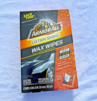Armor All Ultra Shine Wax Wipes 12 XL Fast 1-Step Waxing NOS - Discontinued