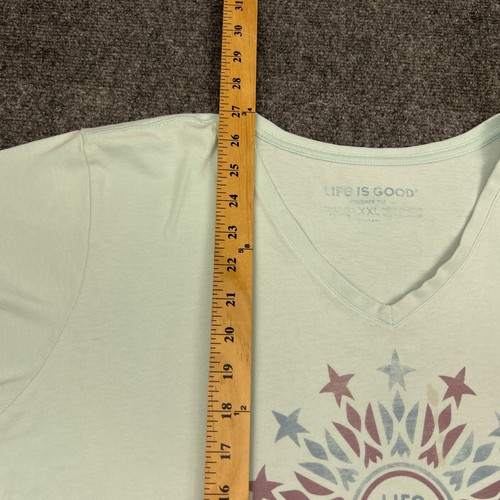 Life Is Good Dancing Stars T Shirt Womens XXL Green V-Neck Crusher Tee - Picture 5 of 9