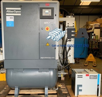 Atlas Copco GA7 Industrie Schraubenkompressor + eingebauter Tank & Trockner Paket
