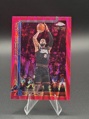 Paul George /299 2025-26 Topps Chrome Update Series Magenta Raywave Refractor
