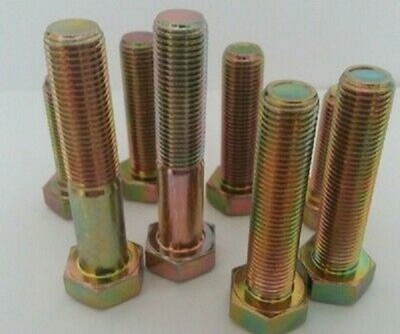 5/16-24 X 3/4 To 1-1/2 Grade 8 Fine Thread Yellow Zinc Hex Bolts 25 Pieces Each