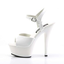 PLEASER WHITE POLEDANCING HEELS SEXY PATENT PLATFORM STRIPPER SHOE UK SIZE 3.5