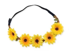 Yellow Floral Headband Elastic Fairy Festival Wedding Hair Jewelry Accessories