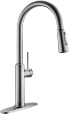 Brushed Nickel Kitchen Faucet with Pull Down Sprayer  Solid Brass Design