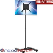 Adjustable Floor Mount TV Monitor Stand 13-42 inch VESA Tilt 30  Black Aluminum