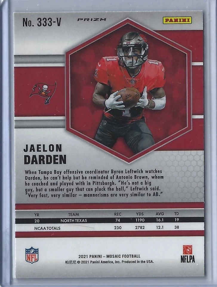 2021 Panini Mosaic - Jaelon Darden - #333-V - No Huddle Prizm Variation - RC - Image 2 of 2
