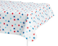 Peva Flannel Back Vinyl Tablecloth 60"x84" PATRIOTIC,RED BLUE STARS,Sun Squad