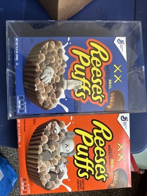Reese's Puffs x KAWS Collab Cereal Box 11.5oz New Sealed Blue