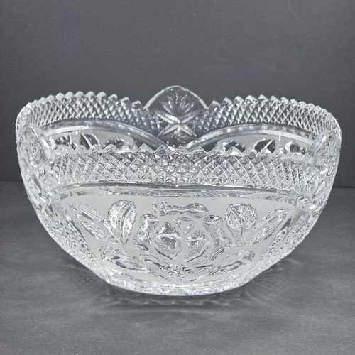 Miller Import Irena 8" SERVING BOWL 24% LEAD CRYSTAL Poland - Rose & Pineapple - Picture 5 of 23