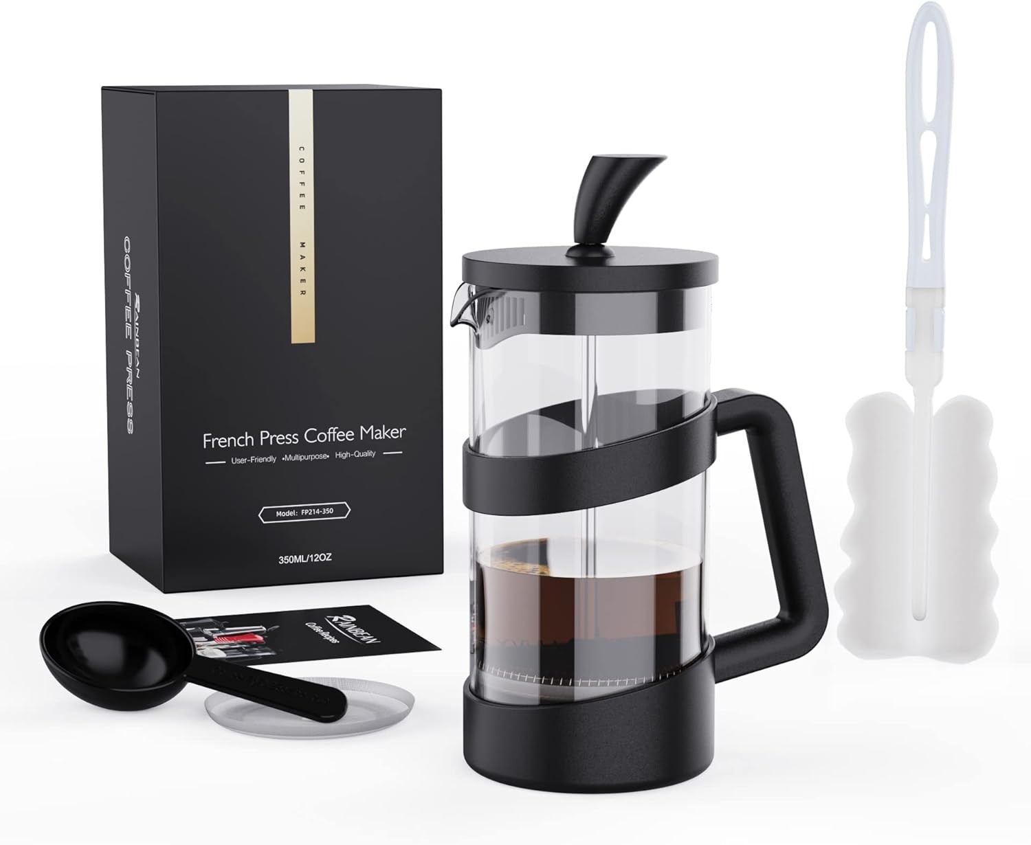 12oz Camping Tea Milk Frother Black