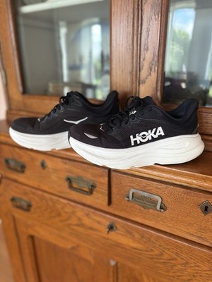 HOKA One One Bondi 9 Women's Running Shoe in Size 9 B in Black/White