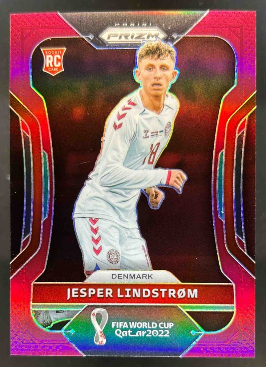 2022 Prizm World Cup Jesper Lindstrom RC Maroon Rookie #9/22 Denmark