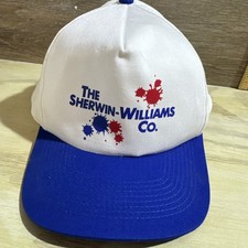 Vintage "The Sherwin-Williams Co." Snapback Trucker Hat Cap KC Blue & White
