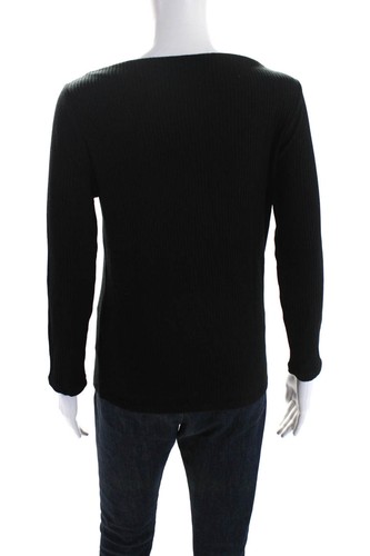 J Crew Womens Ribbed Textured Round Neck Long Sleeve Pullover Top Black Size S - Picture 3 of 5
