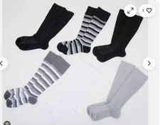 Tommie Copper 6 pack SnugStay WOTC Compression Socks Basic stripe, Medium NWT
