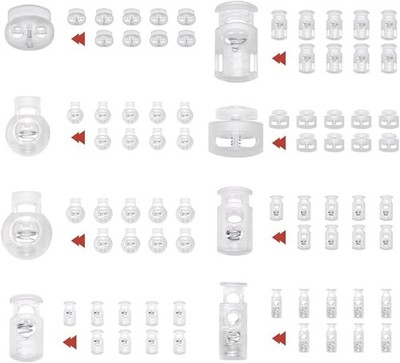 80PCS Transparent Plastic Cord Locks Spring Toggle Stopper Cord Stops Fastene...