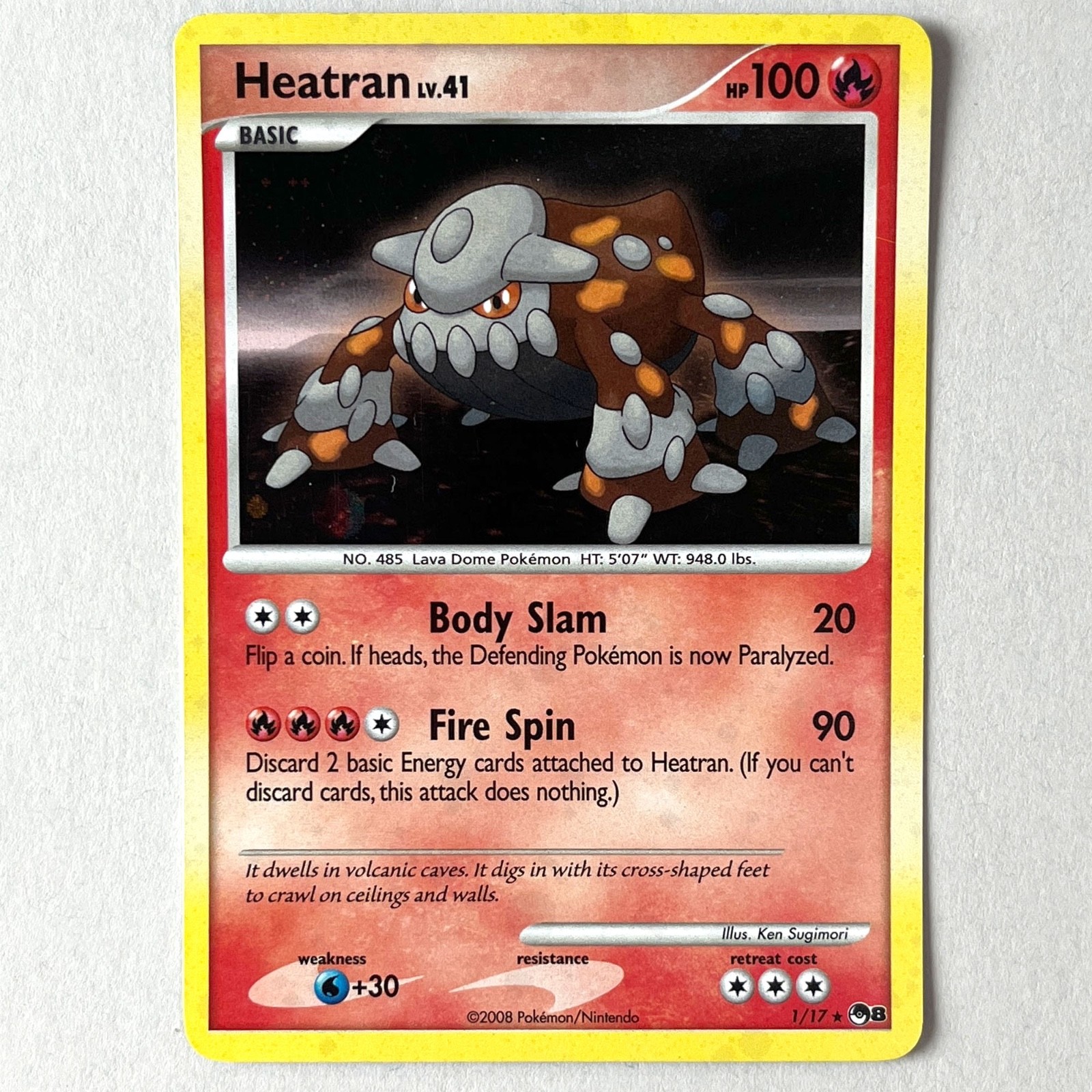 Heatran 1/17 Pokemon Card - POP Series 8 - Rare 100 HP 2008 LP