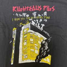 vintage RIGHTEOUS PIGS I Hope You Black T Shirt Cotton Unisex BS533