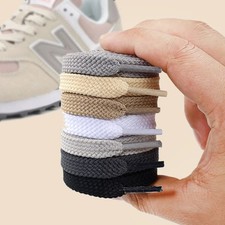 Flat Shoe Laces for Trainers or Boots Shoes 8mm Wide Black White or Colour Laces