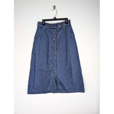 Vitntage 80s Denim Maxi Skirt Size 4 Small 26" Waist A Line Prairie Cottagecore