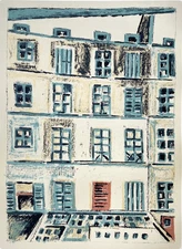 Orpheus DAMBURI "Le windows del courile", 1973 original lithograph signed