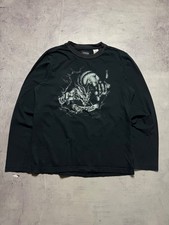 Energie by Miss Sixty Y2K Vintage Gragon Tattoo Logo Long Sleeve T Shirt Black S