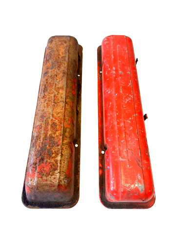Original 1960s Chevy Small Block Stamped Steel Valve Covers Pair 283 327 - Picture 1 of 5