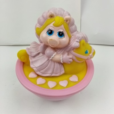 Vintage 1989 Remco Baby Inc Muppet Babies Miss Piggy Weeble Wobble Rattle Toy