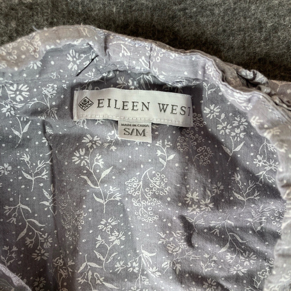 Bata Eileen West para mujer S/M gris lavanda floral con volantes corbata cintura ropa de salón Foto 3 de 4