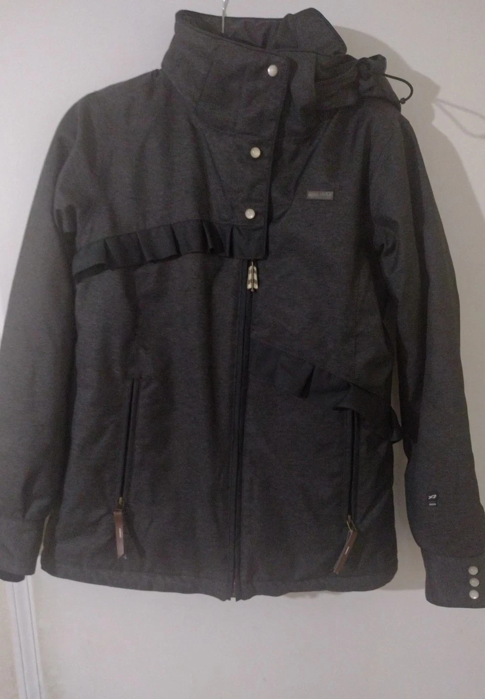 Orage Prime 10 Ski / Snow Jacket Dark Gray/ Black Pockets And Removable Hoodie