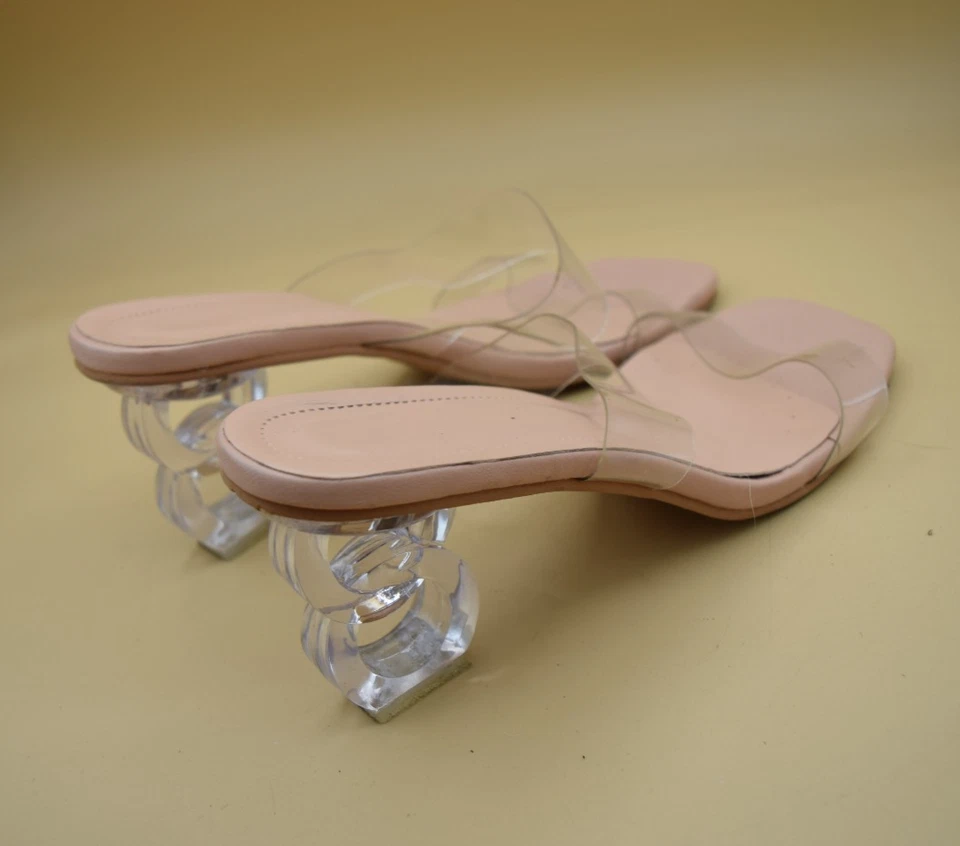 Sandalias de tacón alto Shein punta abierta geoemétricas con dos correas talla 10 Foto 4 de 4