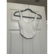 H M White Structured Corset Crop Top