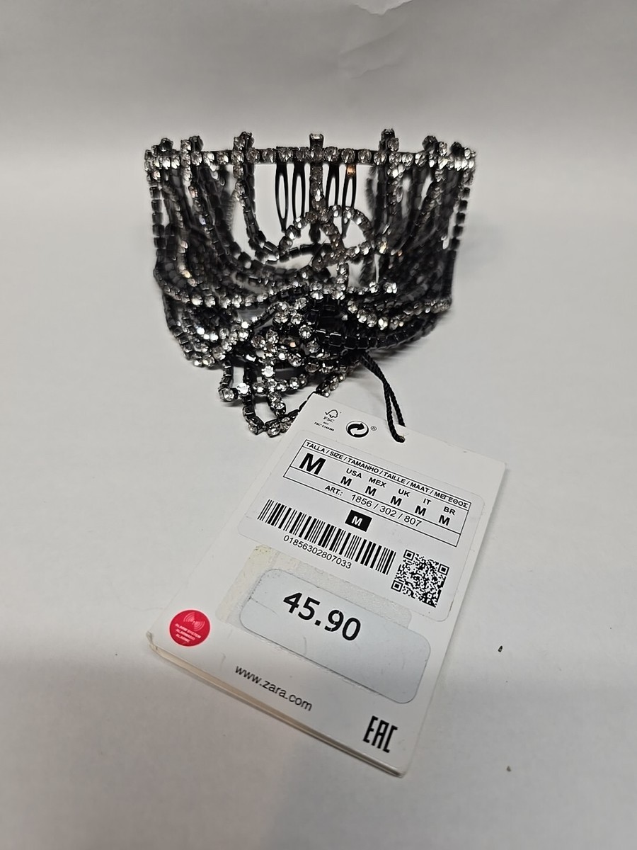 Zara Gothic Choker Necklace Silver Chain Mesh Rhinestone Zara Gothic Choker Necklace Silver Chain Mesh Rhinestone