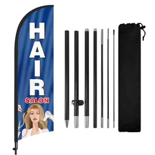 FSFLAG Hair Salon Feather Flag Banner 8Ft Advertising Sign with Pole and Stake