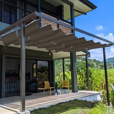 Outdoor Retractable Pergola Canopy Cover Roman Wave Sail Yard Patio Awning Brown
