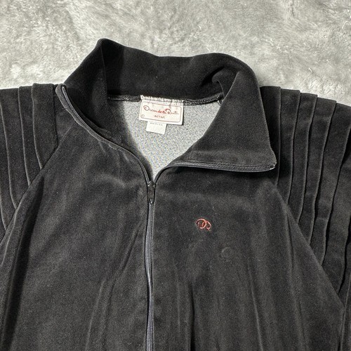 Oscar De La Renta Track Suit Womens Medium Black Velour Vtg 80s Jacket & Joggers - Picture 3 of 14