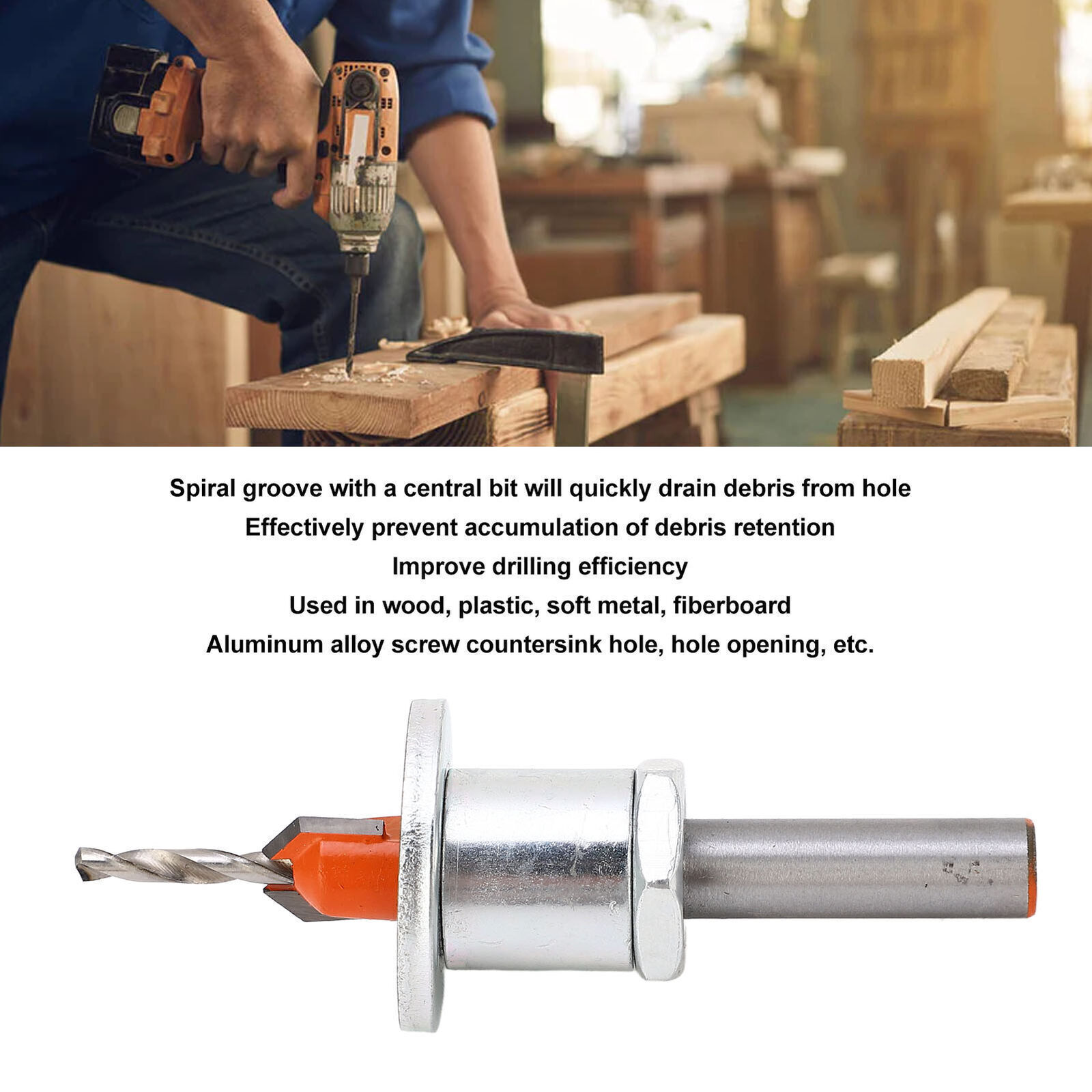 Adjustable Countersink Drill Bit Kit Alloy Steel Power Tool Attachment  