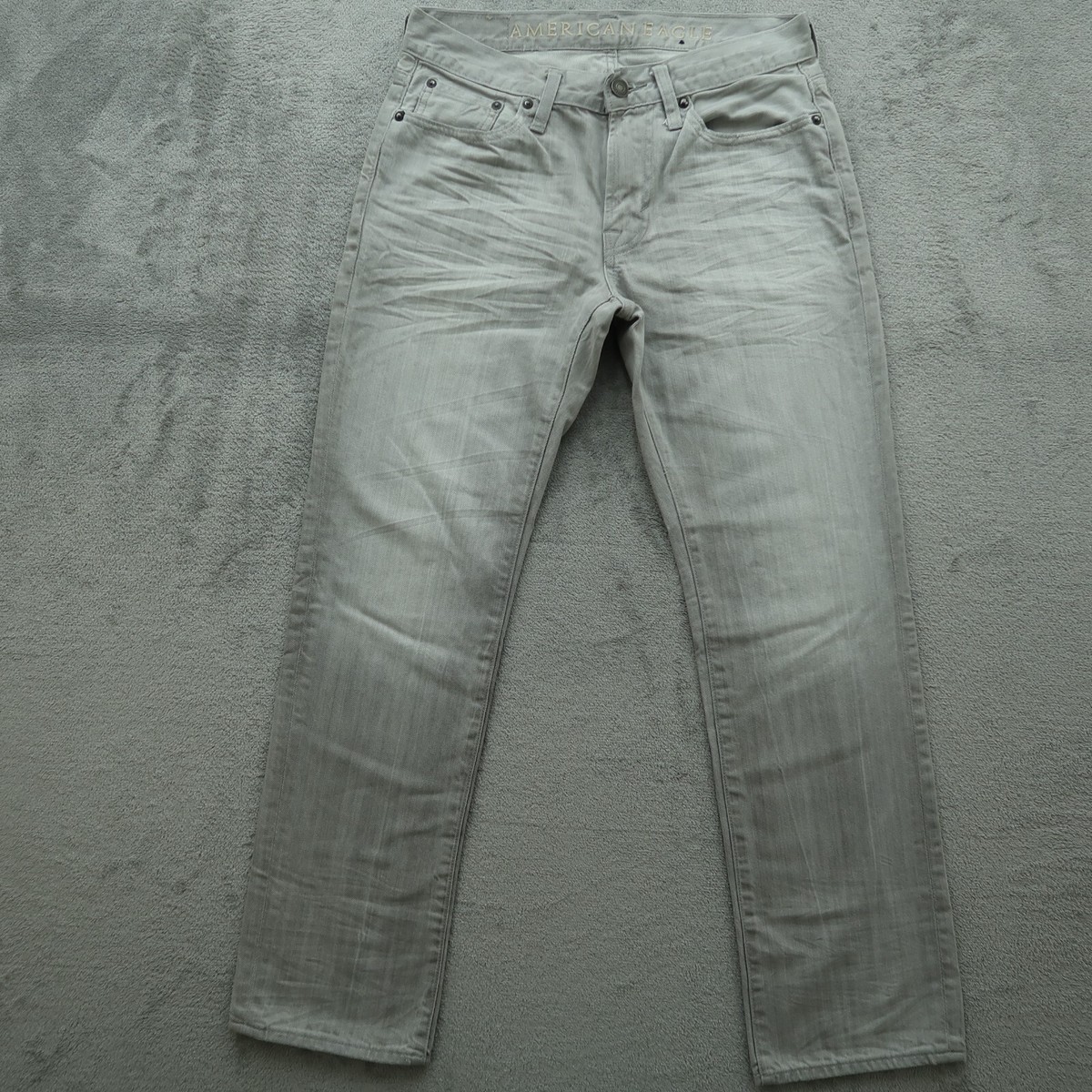 American Eagle Jeans Mens Size 29x30 Gray Slim Straight Rigid Denim Pants