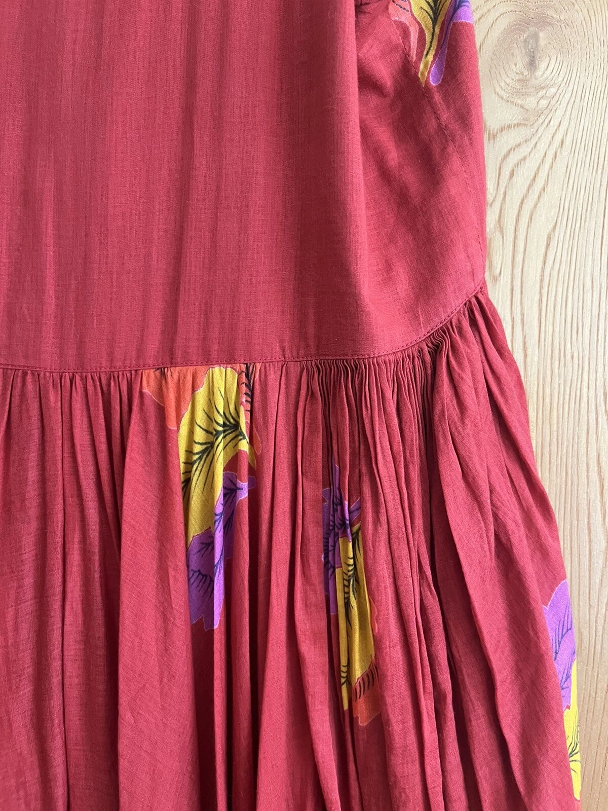Raro abito a palloncino rosso vintage anni '70 Kenzo Jungle Jap taglia 38 con finiture arricciate