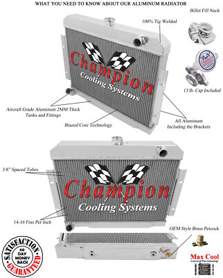 4 Row Eagle Champion Radiator for 1970 - 1985 Jeep CJ Series L6, V8 Engine