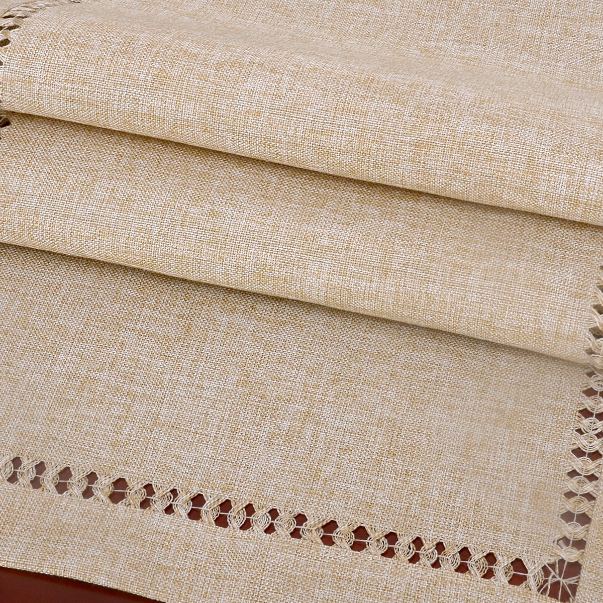 Handmade Hemstitch Beige Table Runner Or Dresser Scarf, Rectangular 14 by 60 ...