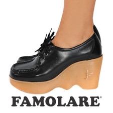 FAMOLARE 70s Vibes Square Up HI THERE Wavy Sole Platform Wedge Moccasins Sz 6