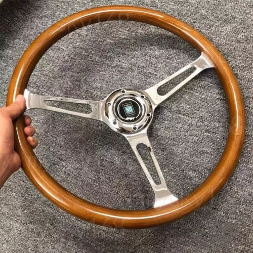 NARDI Classic 370mm Car Steering Wheel Wood with ND Horn Chrome bracket - Picture 3 of 7