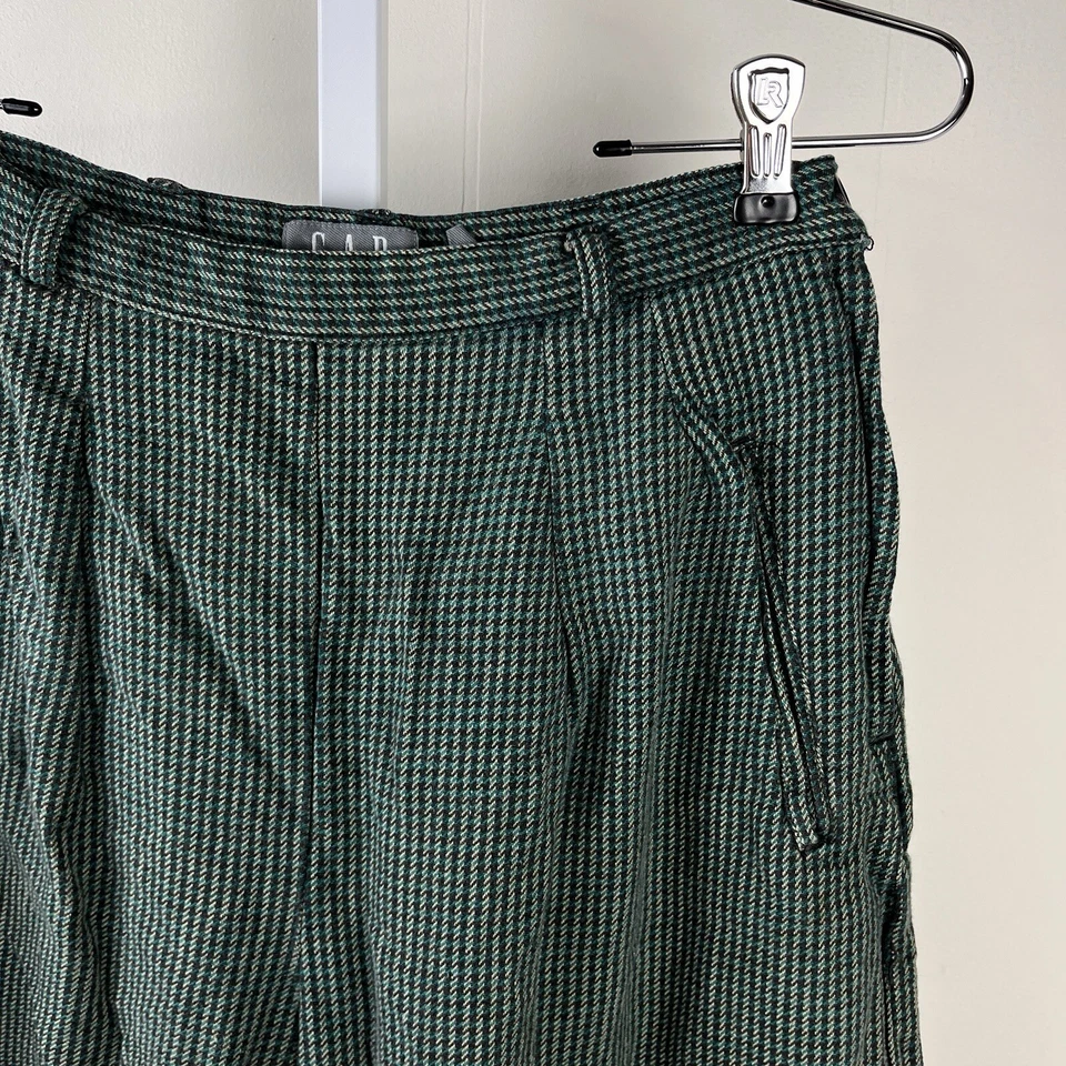Vintage 80s 90s GAP Plaid Pants Woven Soft Cotton Pleated Front Womens 26 Waist - Image 4 of 4