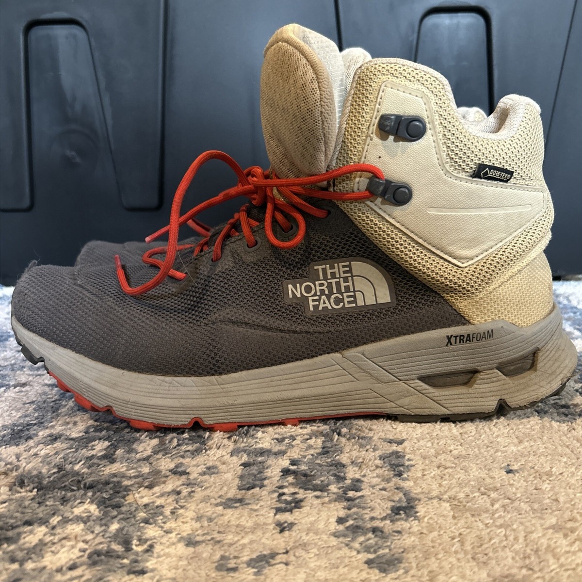 The North Face Safien Mid GTX Tan/Red Hiking Boots Waterproof Mens Size