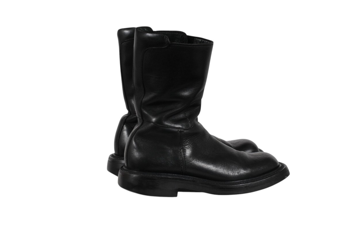 Prada Aw99 Vintage Square Toe Boots 8.5 UK7.5 Black Leather Moto