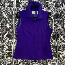 Women's EP Pro S Ruffled Trim Purple Golf Activewear Zip Front Vest MINT COND.
