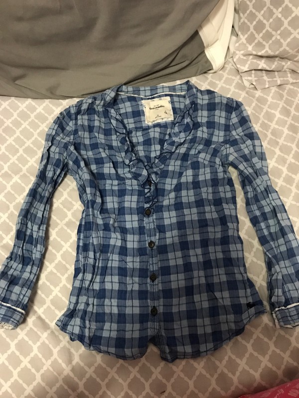 abercrombie kids plaid blouse med
