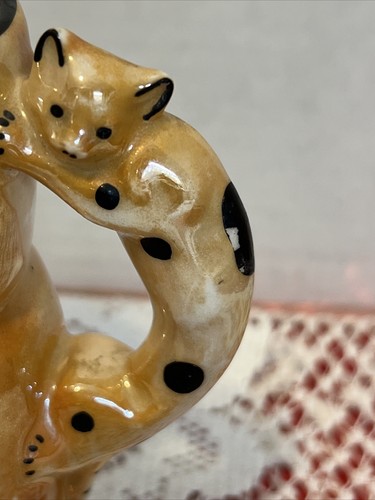 Beautiful Orange Opalescent Glazed Leopard Cream Pitcher Vintage - Picture 2 of 7